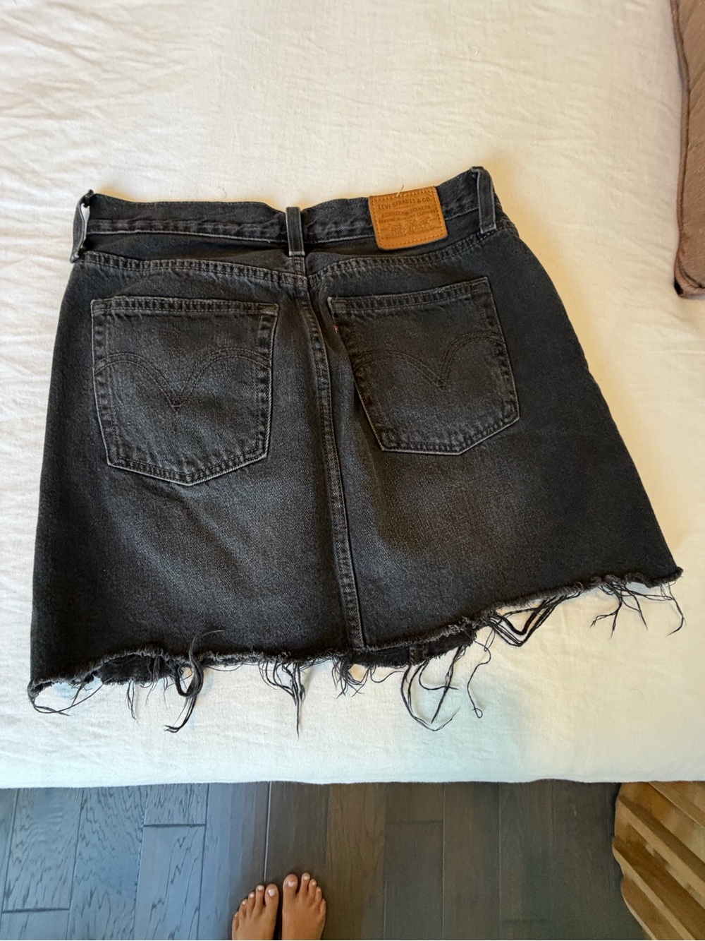 Black LEVIS Denim Mini Skirt with Raw Hem
